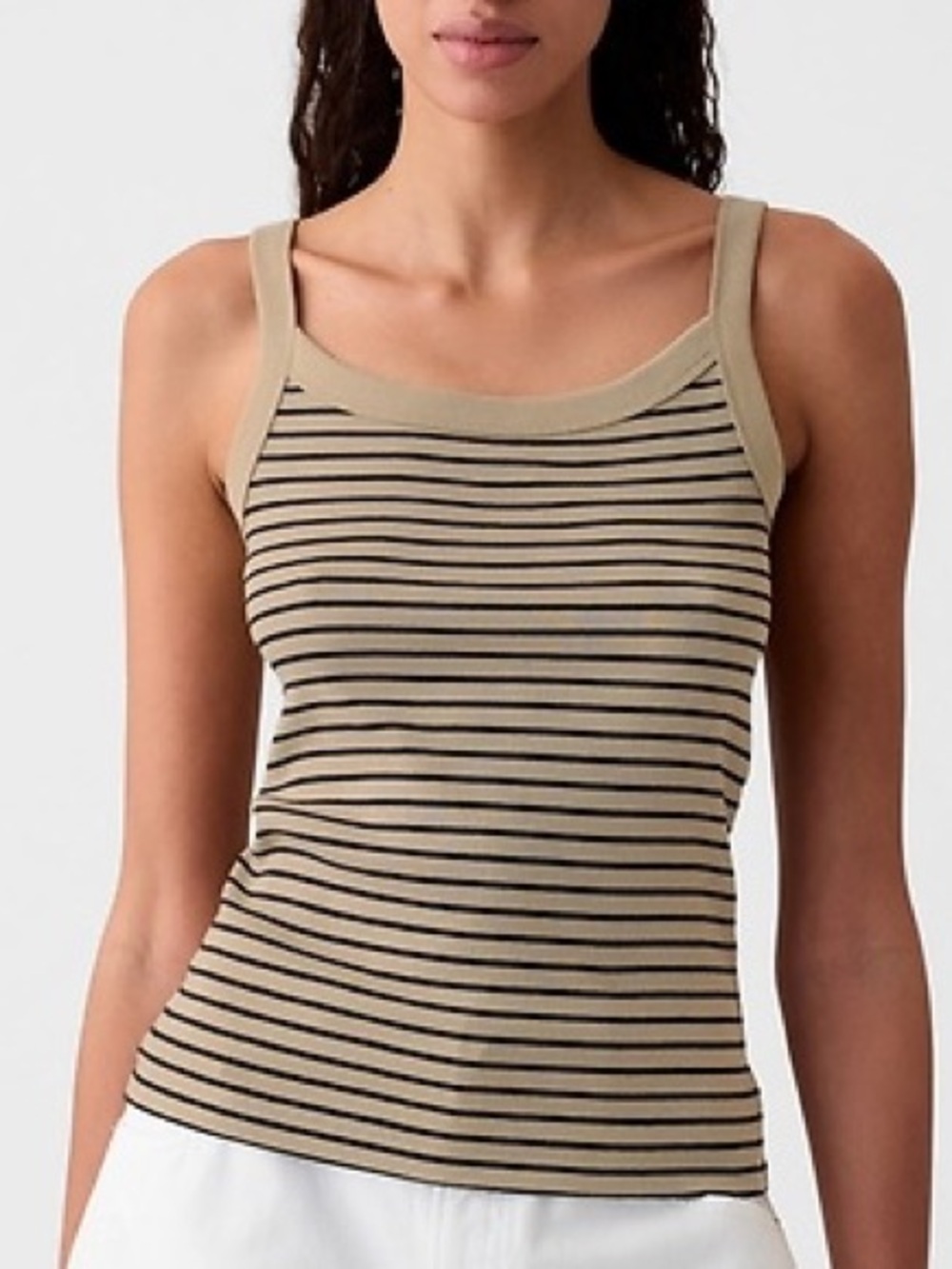 GAP Modern Tank Tan and Black Striped Tank Top
